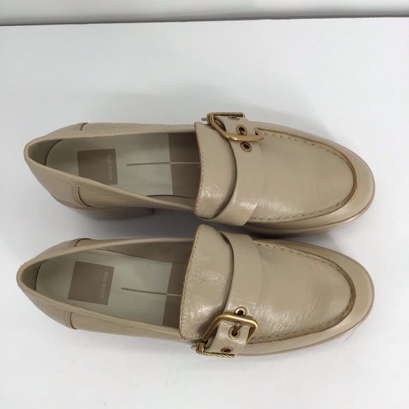 Dolce Vita Yonder Sesame Crinkle Patent Leather Platform Loafer NWOT Size 8 - Picture 8 of 11